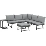 Svita Grenada Gartenlounge 4-teilig Doppelliege Metallgestell Schwarz/Grau