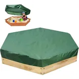 Sechseckige Sandkastenabdeckung, Oxford-Gewebe mit Kordelzug, staub- und wasserdicht, 140 x 110 x 20 cm