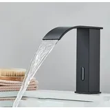 Automatischer Waschtischarmatur Mit Sensor, Schwarz, Mischbatterie Aus Messing Für Warm- Und Kaltwasser, Mit Wasserfall-kranbrücke