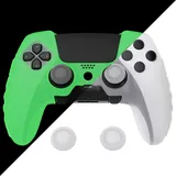 playvital Anti-Rutsche Hülle für ps5 Edge Controller,Case Schutzhülle Skin aus weichem Gummi mit 6 Stück Stick Kappen für PS5 Edge Wireless Controller(Guardian Edition,Im Dunkeln Leuchtend-Grün)