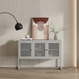 [en.casa] Sideboard Sund mit 3 Türen Stahl Grau