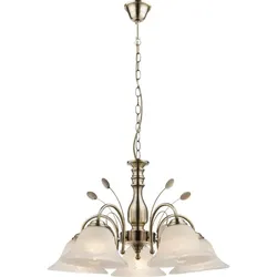 Globo 69007-5H Hängeleuchte Posadas 5x60W | E27 - Messing, weiß