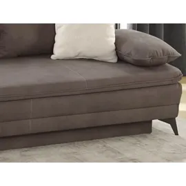 luma-home schönes für dein zuhause Dauer-Schlafsofa 202 cm, Couch mit Topper Bettkasten Wellenunterfederung in Braun / 15158