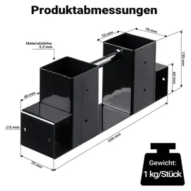 Wiltec Holzstapelhilfe Stahl 335 x 85 x 130 mm 2er Set Schwarz