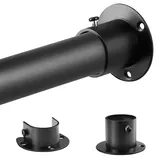 Garderobenstange Schwarz, Ausziehbare Kleiderstange 74-130cm,1 Set Teleskop-Schrankstange für Schlafzimmer Schrank-Kleiderstange (Durchmesser 32 x 28 mm)