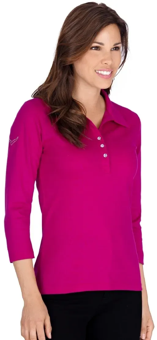 Trigema Poloshirt »TRIGEMA Poloshirt mit Kristallsteinen« Trigema magenta XL