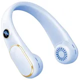 feinlux Mini USB-Ventilator Mini-USB-Nackenventilator mit LED-Display, Lüfterloses Design, vierstufig einstellbare Windgeschwindigkeit blau