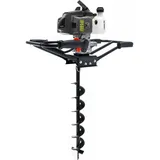 Wiltec Set Benzin Erdlochbohrer 2 Personen mit 100 mm Bohrschnecke, 2,2 kW 3 PS 63,3ccm Pfahlbohrer Pflanzenbohrer