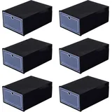 EAZHOP Schuhboxen Stapelbar Transparent 6pcs, Schuh-Organizer aus Kunststoff, Damen, Herren, Kinder Schuhboxen, Faltbar – Schuhaufbewahrung Platzsparend Sneaker Box zum Reisen, Aufbewahrung (Schwarz)