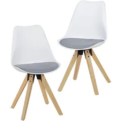 Kadima Design 2er Set Esszimmerstühle `Lund`: Skandinavisches Design, Komfortables Sitzen. Weiß, Material: Stoff, 49x52x87 cm