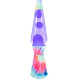 FISURA "Tie Dye Lavalampe. Mehrfarbige Basis, lila Flüssigkeit und lila Lava. Lavalampe mit Ersatzbirne. Größe : 1,5 x 11,5 x 40 Zentimeter.