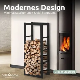 holz4home Kaminholzregal Metall 150 x 25 x 40 cm inkl. Ofenhandschuh Schwarz