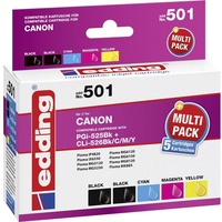 Edding kompatibel zu Canon PGI-525BK schwarz + CLI-526 CMYK