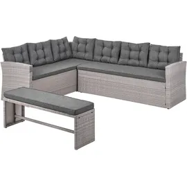 Beliani Ecksofa mit Bank Loungeset grau