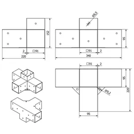 SOTech Zaun-Set 90 x 90 mm Schwarz/Stahl