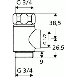 Schell T-Stück mit Überwurfmutter 3/4'