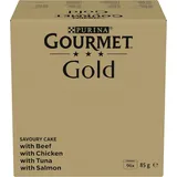 Gourmet Gold Raffiniertes Ragout Katzenfutter Nass, Sorten-Mix, 96Er Pack (96 X
