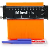 bestTools Konturenlehre Konturenlehre 12,5 cm mit Feststeller Profilabnehmer Set, Inkl. Tieflochmarker Formen präzise übertragen orange