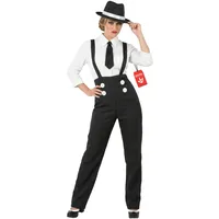 Fun Shack Mafia Kostüm Damen Gangster, Gangsterbraut Kostüm Damen, Pantomime Kostum Frauen, 20er Jahre Anzug, Halloween Kostum Frau, Karneval & Fasching, S