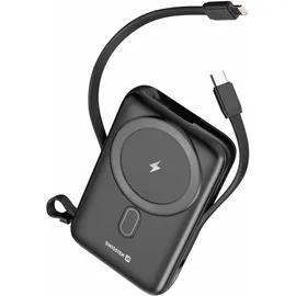 Swissten Power Bank 10000 mAh 20W mit integriertem USB-C und Lightning Kabel, MagSafe