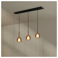 S.luce Pendelleuchte Belluna Esstisch Pendelleuchte 3-fl. 120cm Baldachin Braun