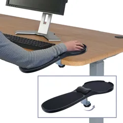 2in1 Armauflage mit Mauspad MCW-N76, Tisch-/Armlehnen-Mousepad Gelenkstütze Handgelenkkissen ergonomisch 90° verstellbar