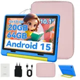 BUFO Kinder Lern-Tablet mit Elternkontrolle 10'' Android 15,64GB Tablet (10", 64 GB, Android 15, Kids Bumper blau) blau|rosa