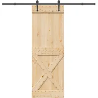 vidaXL Schiebetür mit Beschlag 80x210 cm Massivholz Kiefer, Innentür, Holzschiebetür, Scheunentür, Innenschiebetür, Holz Schiebetür, Innenscheunentür