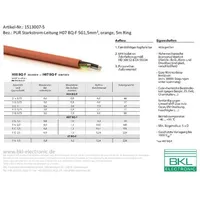 BKL Electronic 1513007-5 Starkstromkabel H07BQ-F 5G 1.5mm2 Orange 5m