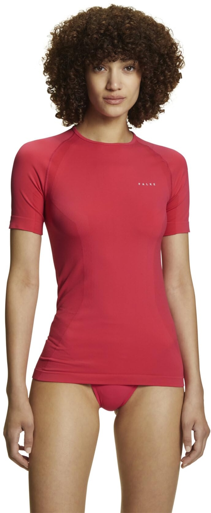 FALKE Damen Baselayer-Shirt Warm Trend Uni Round Neck W S/S SH Funktionsmaterial Schnelltrocknend 1 Stück, Rot (Rose 8564), XS