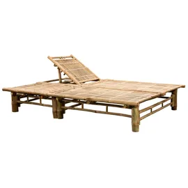 vidaXL 2-Personen-Sonnenliege mit Auflagen 130 x 0 x 20 cm Cremeweiß