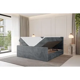 altdecor Boxbett, mit Matratze H3 und Lattenrost - TOLO-Z - 160x200 Cord - Dunkelgrau