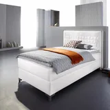 Home Affaire Boxspringbett HOME AFFAIRE "Coos", schwarz-weiß (weiß, schwarz), B:109cm L:212cm, Bezug Topper 100% Polyester;Kunstleder, Komplettbetten, Boxspringbett, mit besonderer Steppung im Kopfteil, 3 Matratzenarten, 2 Härtegrade