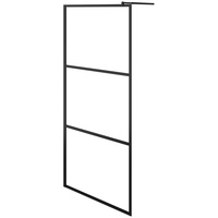 vidaXL Duschwand für Begehbare Duschen ESG-Klarglas Schwarz 80x195 cm