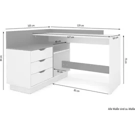 byLIVING Belfast Breite 129 cm, weiß/anthrazit,