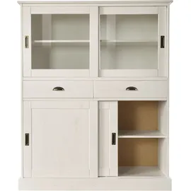 Home Affaire Highboard HOME AFFAIRE "Schröder", weiß, B:114cm H:140cm T:40cm, FSC-zertifiziertes Massivholz, Sideboards, Highboard, Vitrine aus massivem Kiefernholz, Breite 114 cm