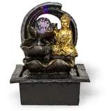 Lemodo Zimmerbrunnen mit Buddha Gyan und LED Beleuchtung, Feng Shui Dekobrunnen für die Wohnung und Büro