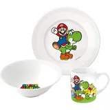 Super Mario Nintendo Super Mario Frühstücksset (Schale, Tasse, Teller)/exklusiv joojee 12285 Weiß