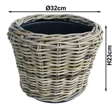 Van der Leeden DRYPOT® Rattan Pflanzkübel Grau Ø 32 cm - Sylter Körbe
