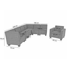 Mendler Modular Sofa-System Couch-Garnitur Lyon 6-1, Stoff/Textil ~ braun