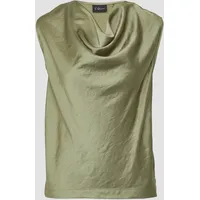 S.Oliver BLACK LABEL Ärmellose Satinbluse mit Wasserfall-Ausschnitt, Damen, Grün,