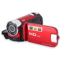 Videokamera, 4X High-Definition-Digital-Camcorder, Full HD DV-Kamera, 270°-Rotations-Camcorder, Unterstützt Speicher 32G, für Heimparty, Picknick Im Freien, Camping(EU Red)