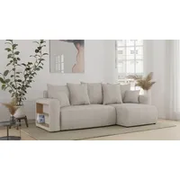 3-Sitzer Ecksofa ANTONIO SOLERO - 238x142x73cm, Ottomane rechts/links, L-Form, Schlaffunktion & Bettkästen - Eckarniutur, Bezug - Cord in Beige - Beige