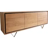 DeLife Sideboard Stonegrace 175 cm Akazie Natur 2 Türen 3 Schubladen Steinfurnier V-Fuß