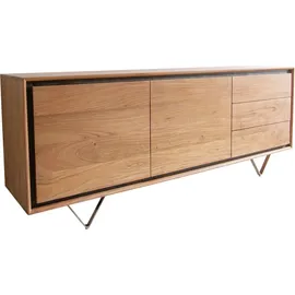 DeLife Sideboard Stonegrace 175 cm Akazie Natur 2 Türen 3 Schubladen Steinfurnier V-Fuß