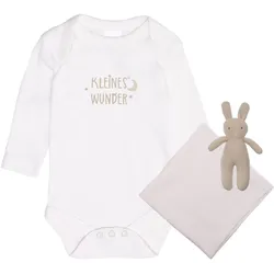 Erstausstattungspaket LILIPUT "Kleines Wunder", Baby, Gr. 86/92, weiß (weiß, beige), 100% Baumwolle, KOB Set-Artikel, mit niedlichem Strickhasen