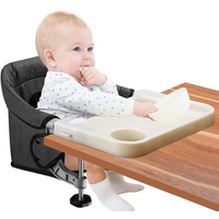 Baby Tischsitz mit Essbrett Portable Faltbar Hochstuhl Sitzerhöhung mit Transportbeutel, Geschenk für Kleinkinder, Tragbar für Zuhause & Reise (Schwarz)
