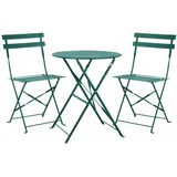 Svita Berlin Bistro-Set Metall Sitzgruppe Balkon klappbar Tisch Stühle Dunkelgrün