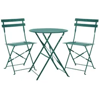Svita Berlin Bistro-Set Metall Sitzgruppe Balkon klappbar Tisch Stühle Dunkelgrün