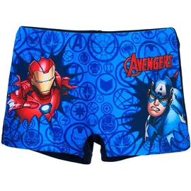 Marvel Avengers Badehose Jungen Kinder Badeshorts Iron Man Captain America (DE/NL/SE/PL, Numerisch, 128, Regular, Blau)